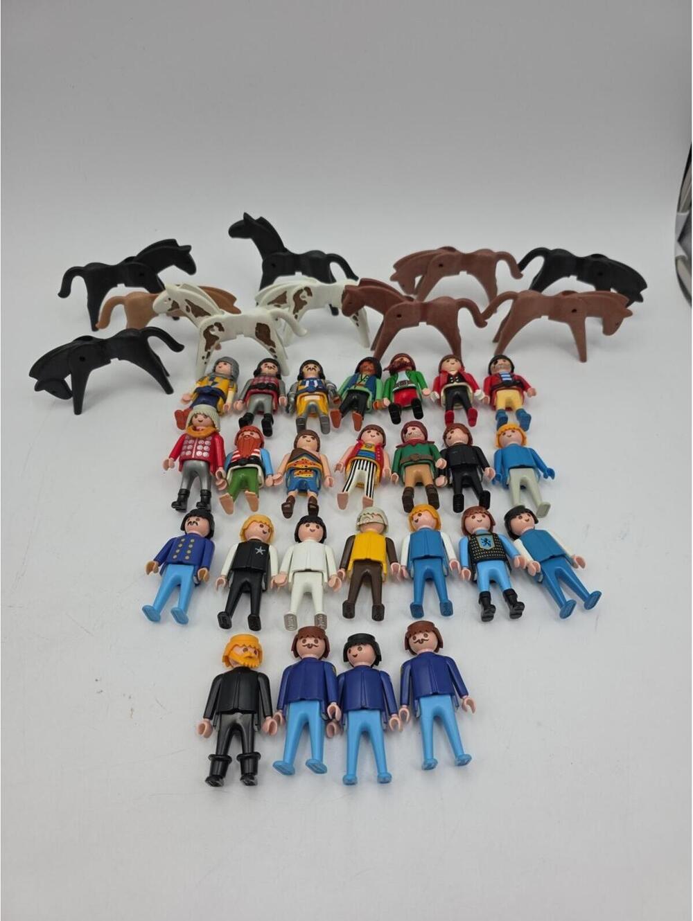 VTG Playmobil Assorted Lot of 35 People Human Figures & Horses Pirates Soldiers